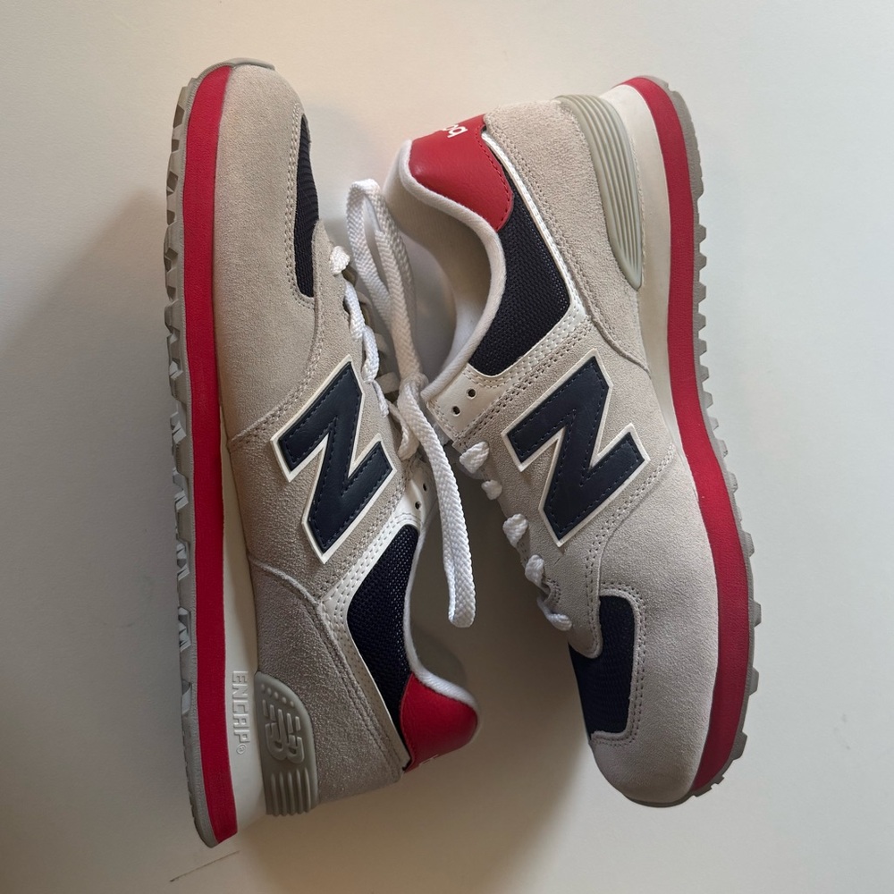 New Balance 574 Red White Blue USA America Sneakers - worn once! Excellent!